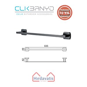 Paslanmaz Pirinç Milano Uzun Havluluk 60cm Mat Siyah