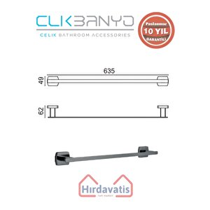 Paslanmaz Pirinç Milano Uzun Havluluk 60cm Mat Siyah