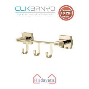 Paslanmaz Pirinç Milano 3’lü Askılık Altın Sarı Gold