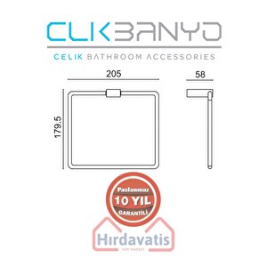 Paslanmaz Pirinç Titanik Kare Havluluk Mat Siyah