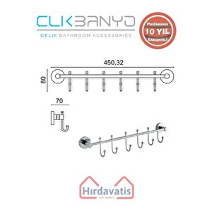 Paslanmaz Pirinç Dilek 6’lı Askılık