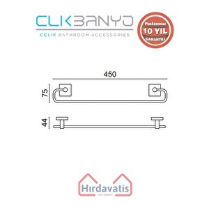 Paslanmaz Pirinç Vizyon Uzun Havluluk 45cm