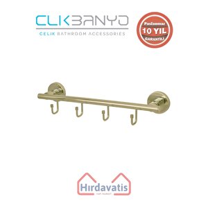 Paslanmaz Pirinç Flora 4’lü Askılık Altın Sarı Gold
