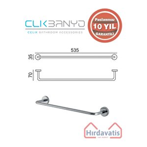 Paslanmaz Pirinç Eser Uzun Havluluk 50cm