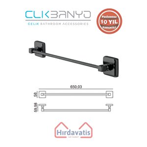 Paslanmaz Pirinç Kumru Uzun Havluluk 60cm Mat Siyah
