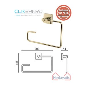 Paslanmaz Pirinç Vizyon Kare Havluluk Altın Sarı Gold