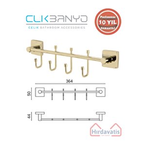 Paslanmaz Pirinç Vizyon Çıkmalı 4’lü Askılık Altın Sarı Gold