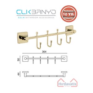 Paslanmaz Pirinç Vizyon Çıkmalı 4’lü Askılık Altın Sarı Gold