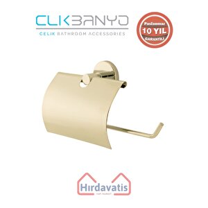 Paslanmaz Pirinç Flora Geniș Kapaklı Kağıt Havluluk Altın Sarı Gold