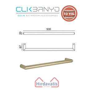 Paslanmaz Pirinç Flora Küvet Kolu Rozetsiz 50cm Altın Sarı Gold