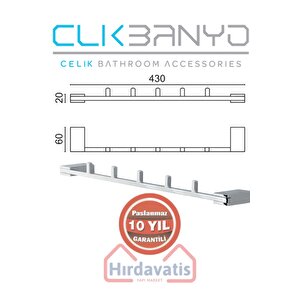Paslanmaz Pirinç Titanik 5'li Set Askılık Havlu Askısı