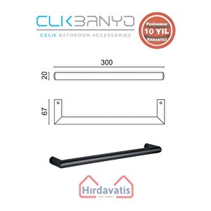 Paslanmaz Pirinç Flora Küvet Kolu Rozetsiz 30cm Mat Siyah