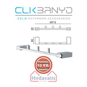 Paslanmaz Pirinç Titanik 3'lü Set Askılık Havlu Askısı