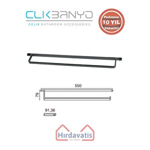 Paslanmaz Pirinç Mercan Uzun Havluluk 50cm Mat Siyah