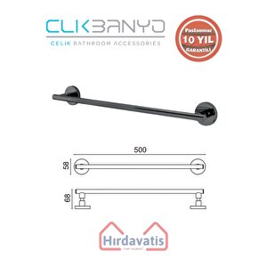 Paslanmaz Pirinç Flora Uzun Havluluk 50cm Mat Siyah