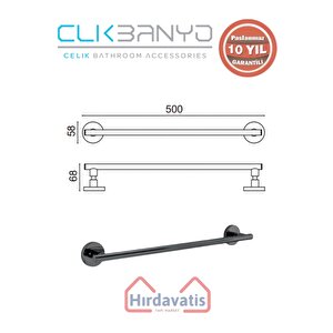 Paslanmaz Pirinç Flora Uzun Havluluk 50cm Mat Siyah