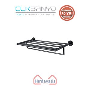 Paslanmaz Pirinç Flora Raf Havluluk 60cm Mat Siyah