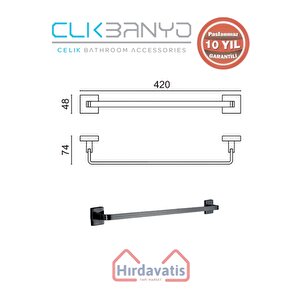 Paslanmaz Pirinç Tamay Havluluk 40cm Mat Siyah