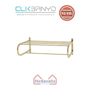 Paslanmaz Pirinç Mercan Lamalı Raf Havluluk 50cm Altın Sarı Gold