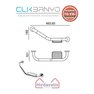 Paslanmaz Pirinç Flora Küvet Tutamağı Süngerlikli 40cm