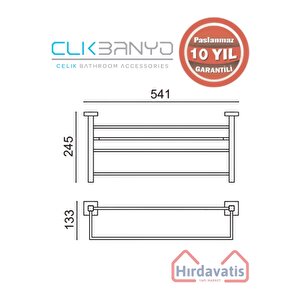 Paslanmaz Pirinç Tamay Havluluk Alt Borulu 50cm