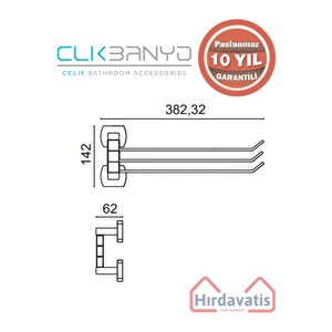 Paslanmaz Pirinç Milano 3’lü Döner Havluluk