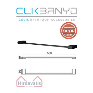 Paslanmaz Pirinç Titanik 60 Cm Uzun Havluluk Mat Siyah