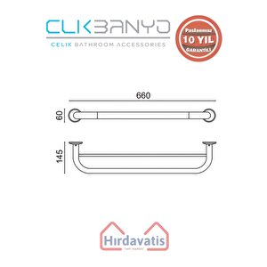 Paslanmaz Pirinç Bella İkili Uzun Havluluk 60cm