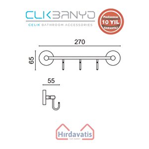 Paslanmaz Pirinç Karaca 3’lü Askılık