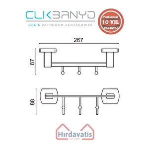 Paslanmaz Pirinç Milano 3’lü Askılık Krom Mat Siyah