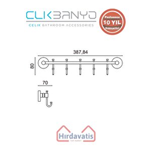 Paslanmaz Pirinç Dilek 5’li Askılık