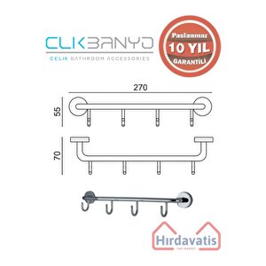 Paslanmaz Pirinç Eser 4’lü Askılık