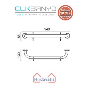 Paslanmaz Pirinç Bella Uzun Havluluk Çift Kancalı 50cm