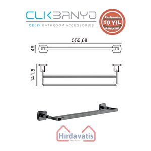 Paslanmaz Pirinç Milano 2’li Uzun Havluluk 50cm Mat Siyah