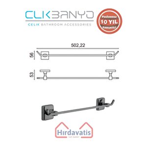 Paslanmaz Pirinç Kumru Uzun Havluluk 50cm Mat Siyah