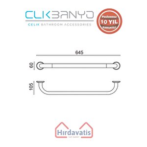 Paslanmaz Pirinç Bella Küvet Tutamağı 60cm
