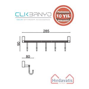 Paslanmaz Pirinç Swwor 5’li Askılık