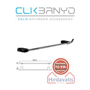 Paslanmaz Pirinç Titanik 60cm Uzun Havluluk Mat Siyah