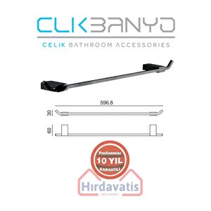 Paslanmaz Pirinç Titanik 60cm Uzun Havluluk Mat Siyah