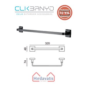 Paslanmaz Pirinç Tamay Havluluk 30cm Mat Siyah
