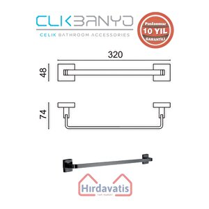 Paslanmaz Pirinç Tamay Havluluk 30cm Mat Siyah
