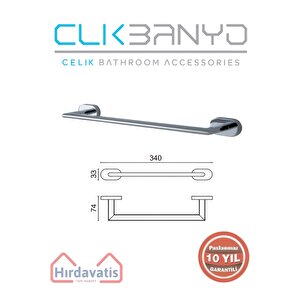Paslanmaz Pirinç Zirve Uzun Havluluk 30cm