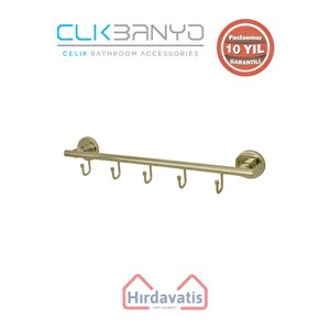 Paslanmaz Pirinç Flora 5’li Askılık Altın Sarı Gold