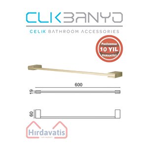 Paslanmaz Pirinç Titanik 60 Cm Uzun Havluluk Altın Sarı Gold