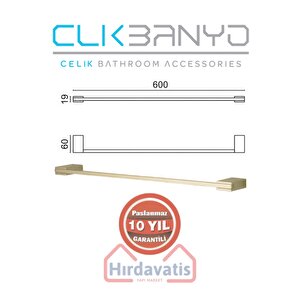 Paslanmaz Pirinç Titanik 60 Cm Uzun Havluluk Altın Sarı Gold