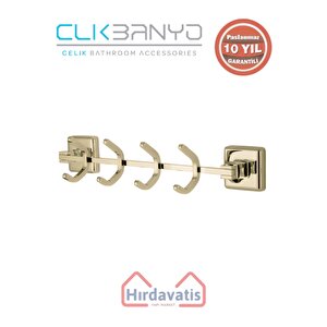 Paslanmaz Pirinç Kumru 4’lü Askılık Altın Sarı Gold