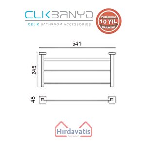 Paslanmaz Pirinç Tamay Havluluk Düz 50cm Mat Siyah