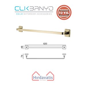 Paslanmaz Pirinç Tamay Havluluk 60cm Altın Sarı Gold