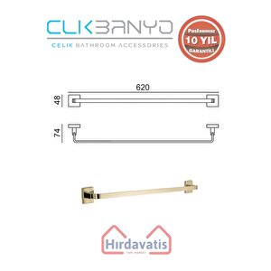 Paslanmaz Pirinç Tamay Havluluk 60cm Altın Sarı Gold
