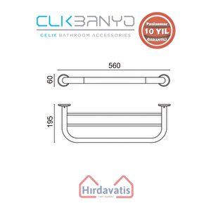 Paslanmaz Pirinç Bella Üçlü Uzun Havluluk 50cm